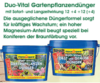 Um mehr zu Duo-Vital Gartenpflanzendünger zu erfahren, hier anklicken.