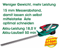 Um mehr zu Bosch-Akku-Heckenschere AHS 52 LI - für den Kleingärtner zu erfahren, hier anklicken.