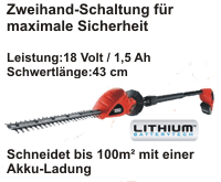 Um mehr zu 18V Li-Ion Akku-Stabheckenschere für den Kleingarten zu erfahren, hier anklicken.