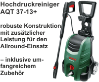 Um mehr zu Ideal für Kleingärtner Hochdruckreiniger AQT 37-13+ zu erfahren, hier anklicken.